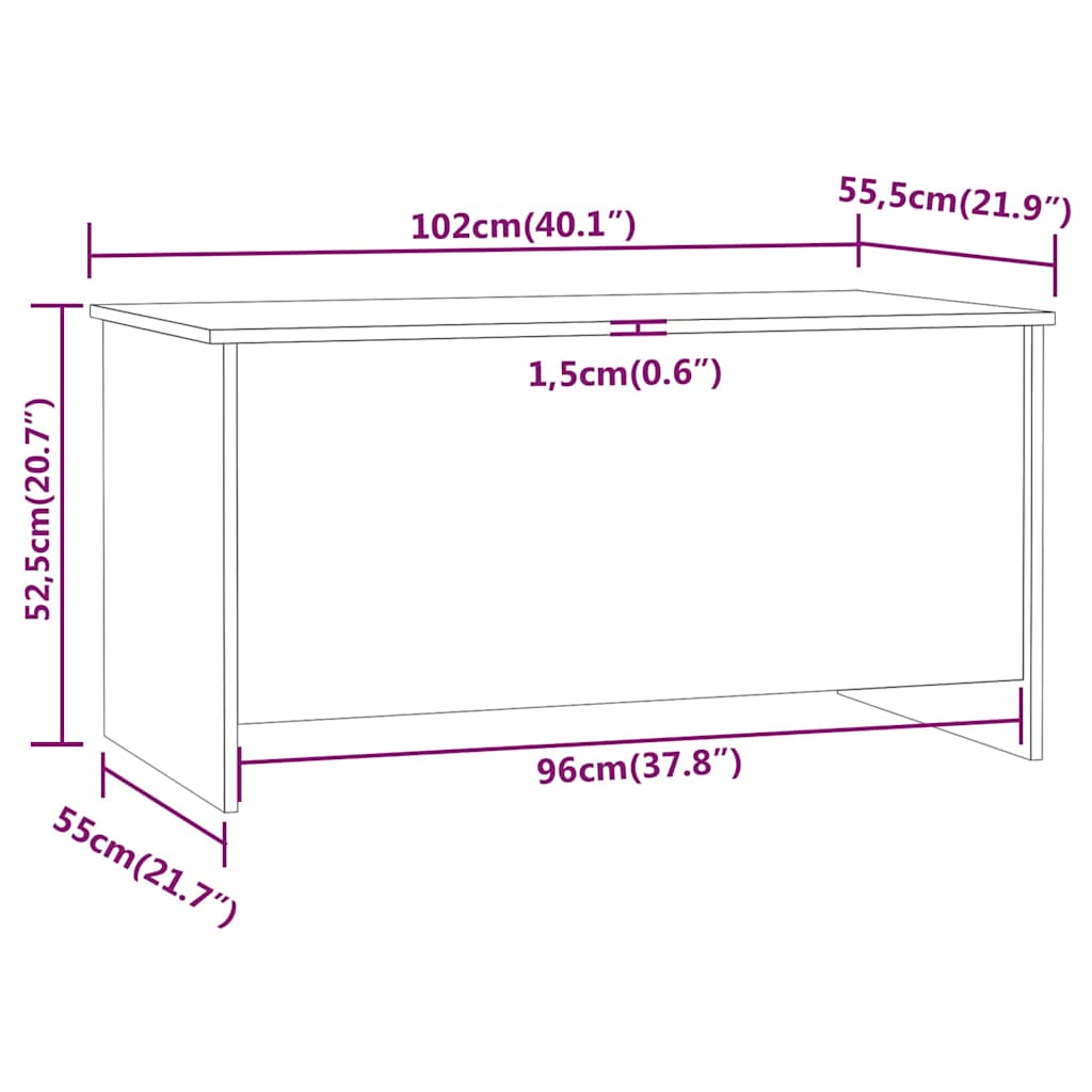 sofabord 102x55,5x52,5 cm konstrueret træ sonoma-eg