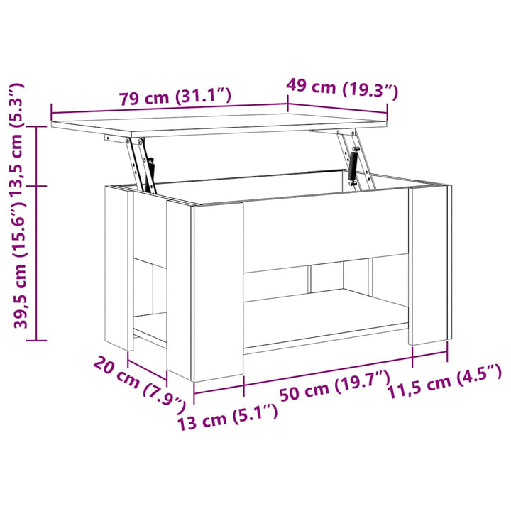 sofabord 79x49x41 cm konstrueret træ sonoma-eg