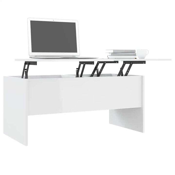 sofabord 102x50,5x46,5 cm konstrueret træ hvid højglans