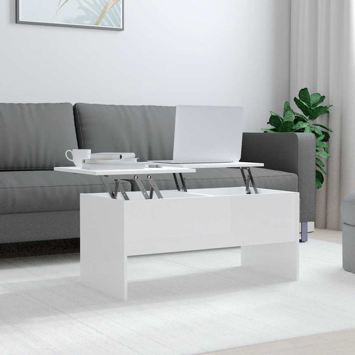 sofabord 102x50,5x46,5 cm konstrueret træ hvid højglans