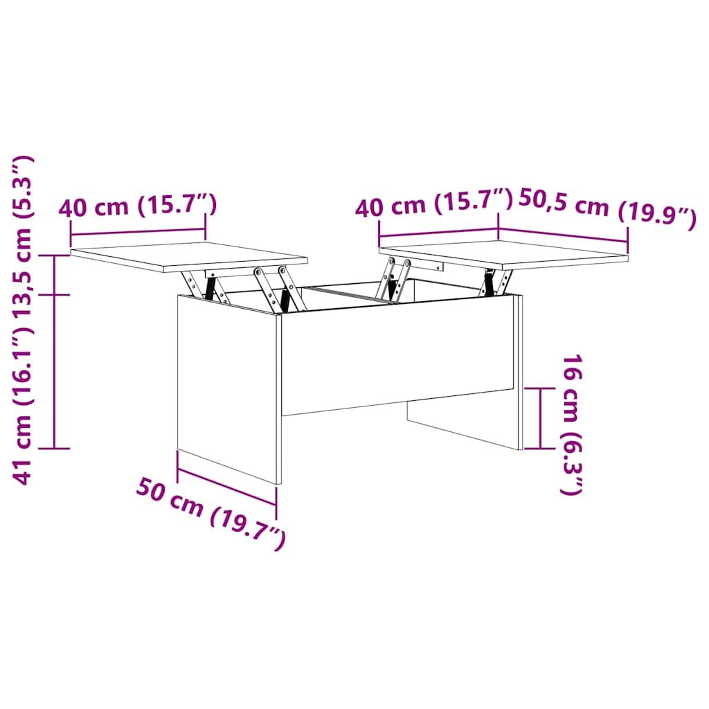 sofabord 80x50x42,5 cm konstrueret træ betongrå