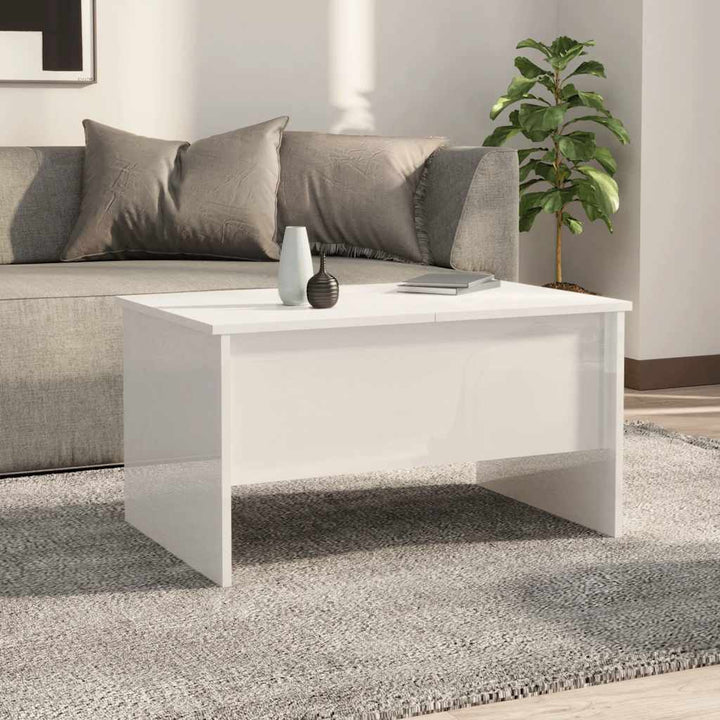 sofabord 80x50x42,5 cm konstrueret træ hvid højglans