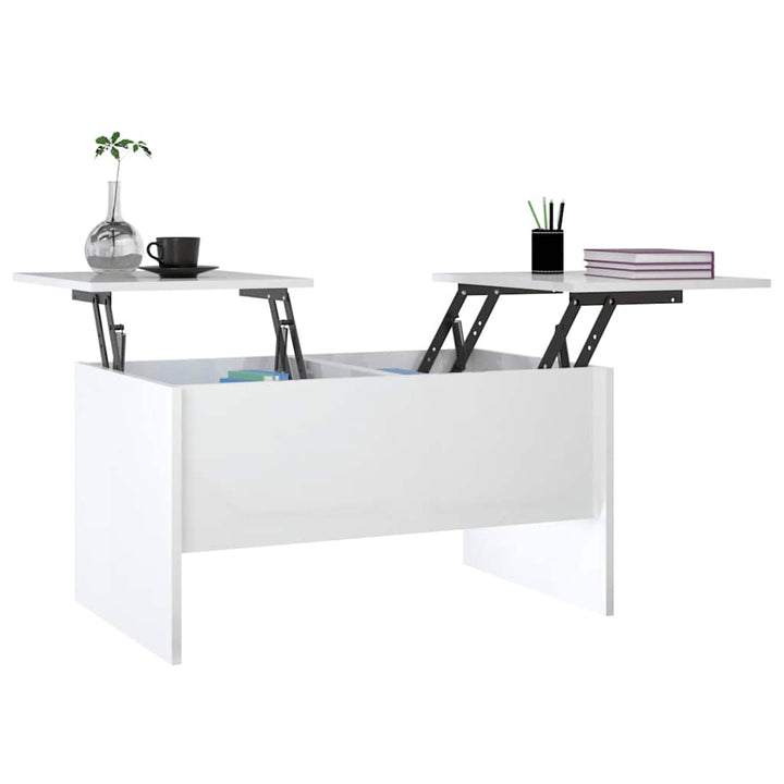 sofabord 80x50x42,5 cm konstrueret træ hvid højglans