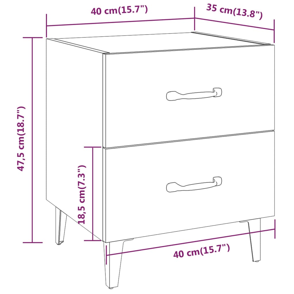 sengebord 40x35x47,5 cm sonoma-eg