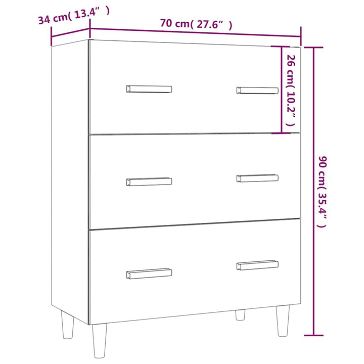 skænk 70x34x90 cm konstrueret træ hvid