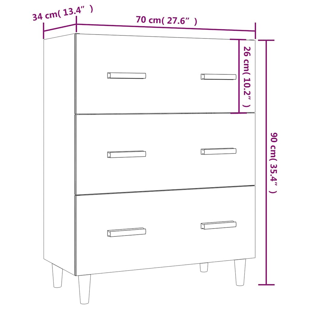 skænk 70x34x90 cm konstrueret træ sonoma-eg