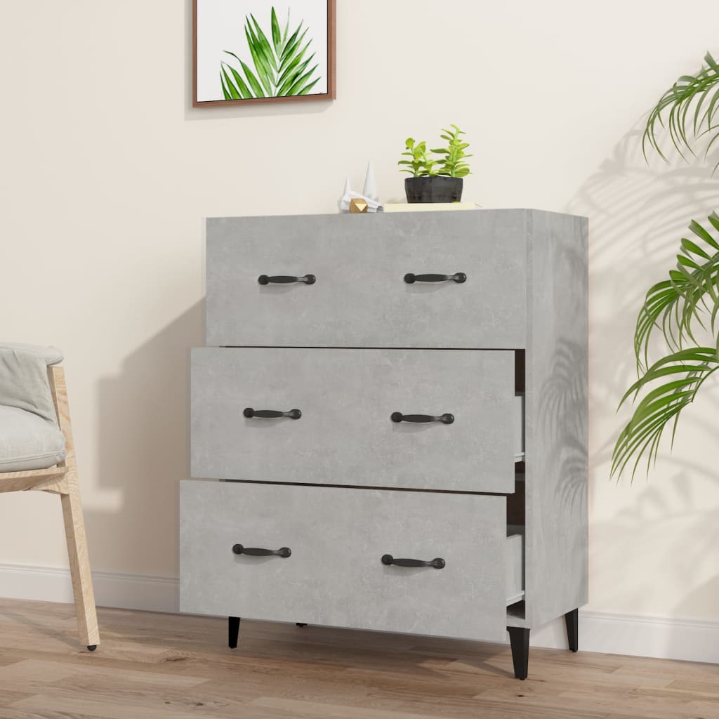 skænk 69,5x34x90 cm konstrueret træ betongrå
