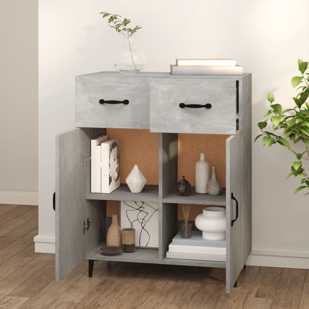 skænk 69,5x34x90 cm konstrueret træ betongrå