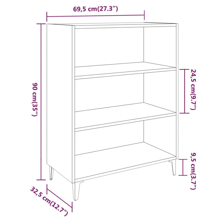 skænk 69,5x32,5x90 cm konstrueret træ sonoma-eg