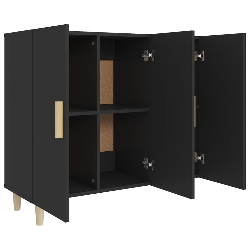 skab 90x34x80 cm konstrueret træ sort