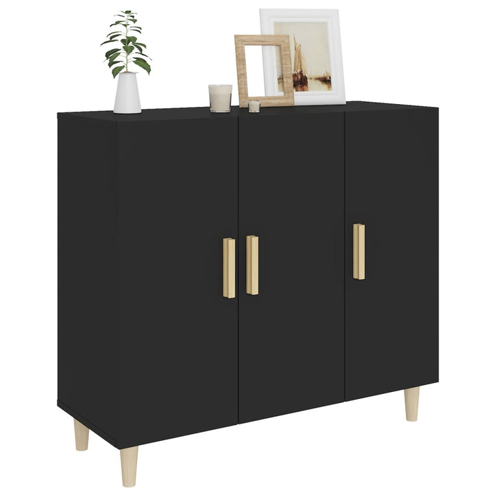 skab 90x34x80 cm konstrueret træ sort