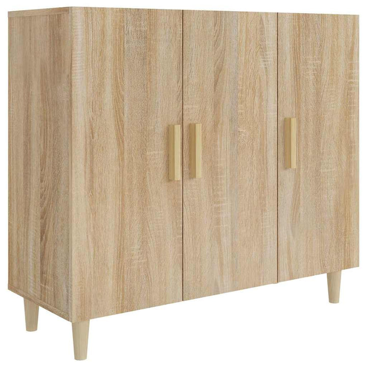 skab 90x34x80 cm konstrueret træ røget egetræsfarve
