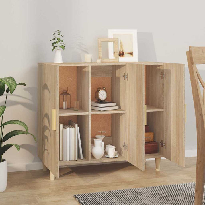 skab 90x34x80 cm konstrueret træ røget egetræsfarve