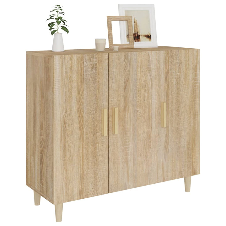 skab 90x34x80 cm konstrueret træ røget egetræsfarve