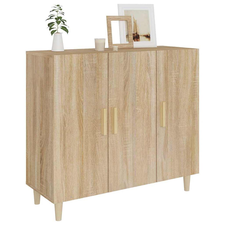 skab 90x34x80 cm konstrueret træ røget egetræsfarve