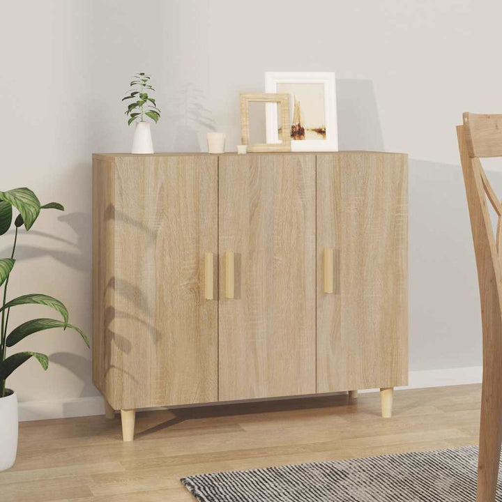 skab 90x34x80 cm konstrueret træ røget egetræsfarve