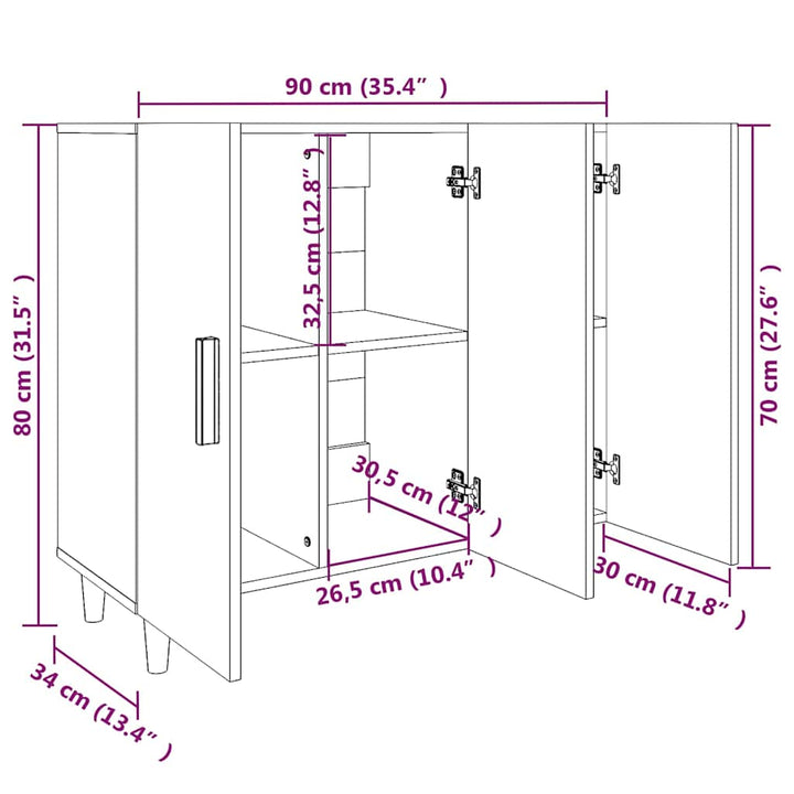 skab 90x34x80 cm konstrueret træ betongrå