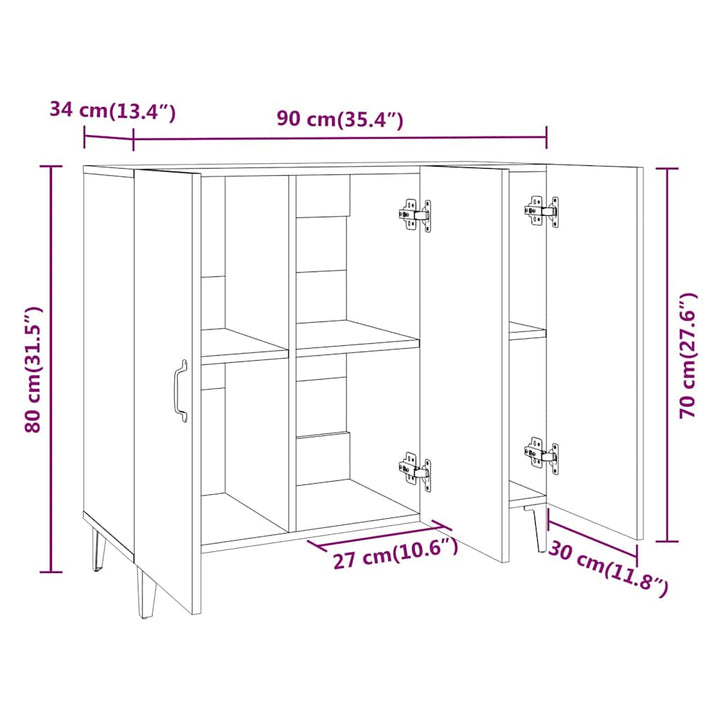 skab 90x34x80 cm konstrueret træ hvid