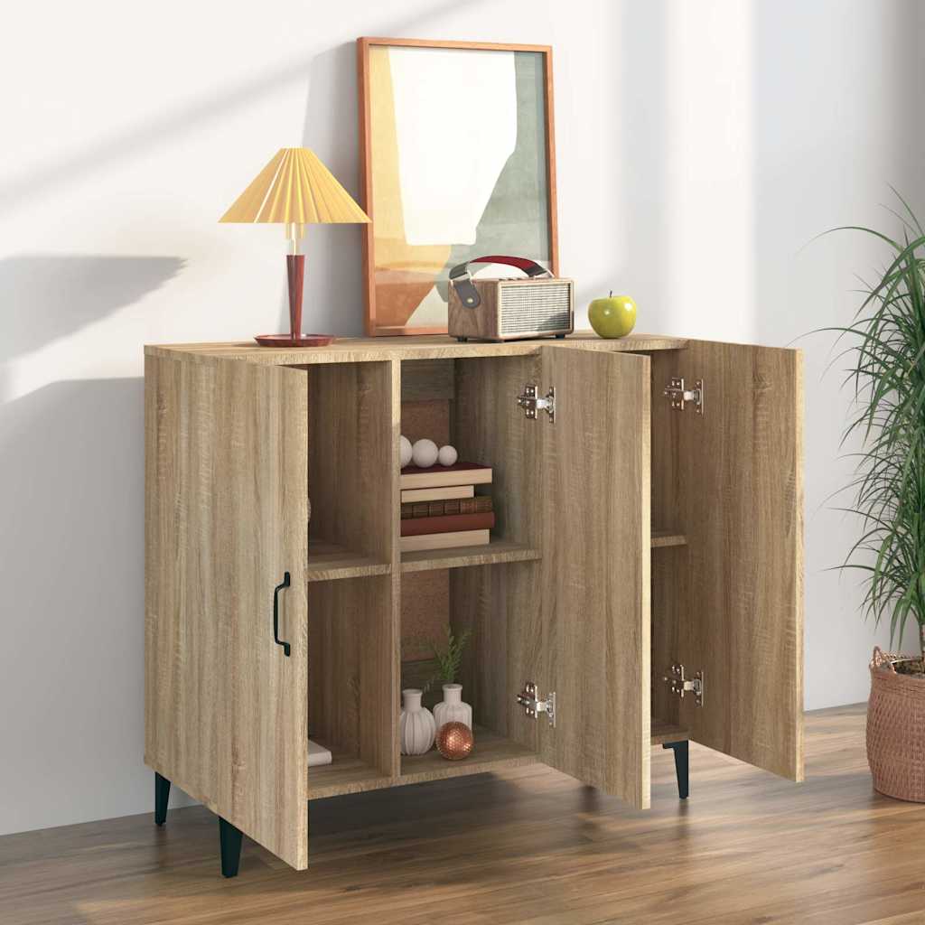 skab 90x34x80 cm konstrueret træ røget egetræsfarve