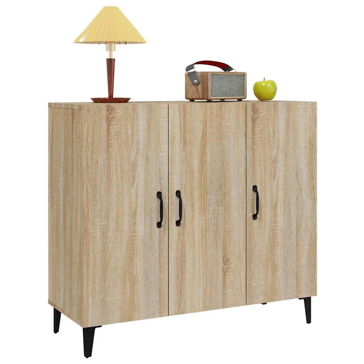 skab 90x34x80 cm konstrueret træ røget egetræsfarve