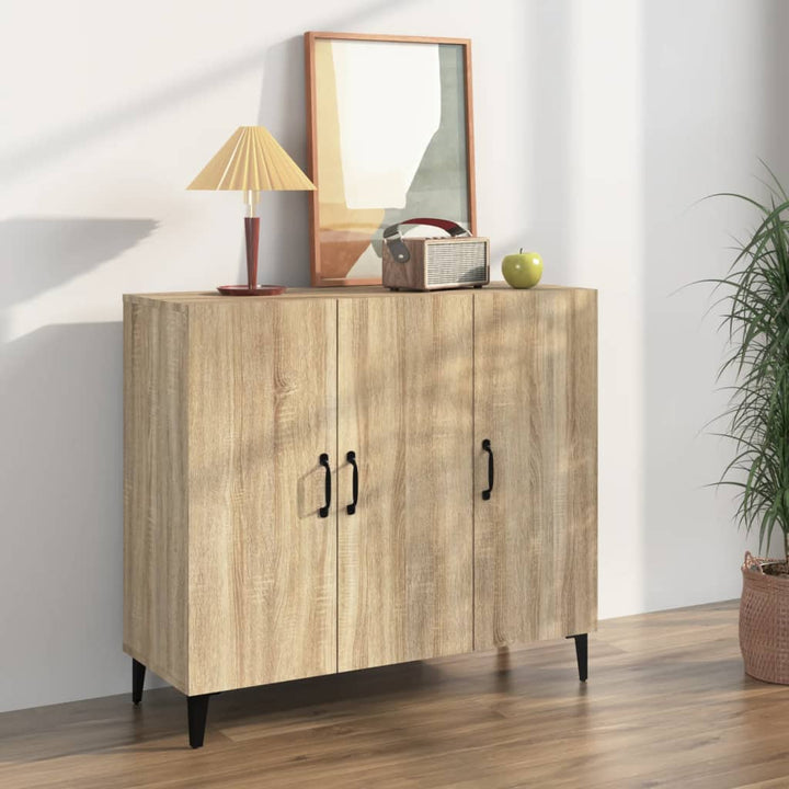 skab 90x34x80 cm konstrueret træ røget egetræsfarve