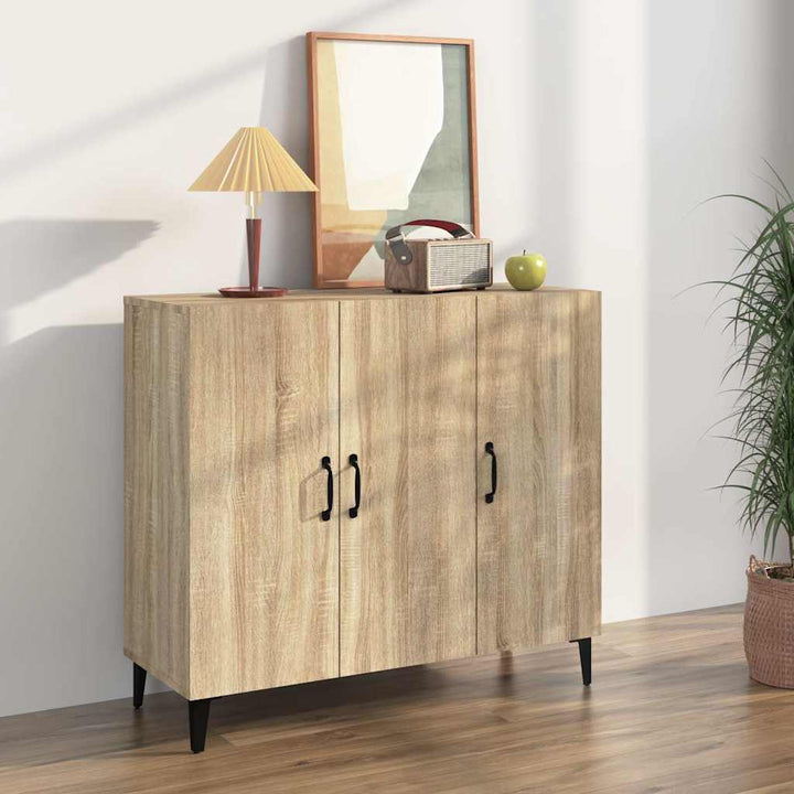 skab 90x34x80 cm konstrueret træ røget egetræsfarve
