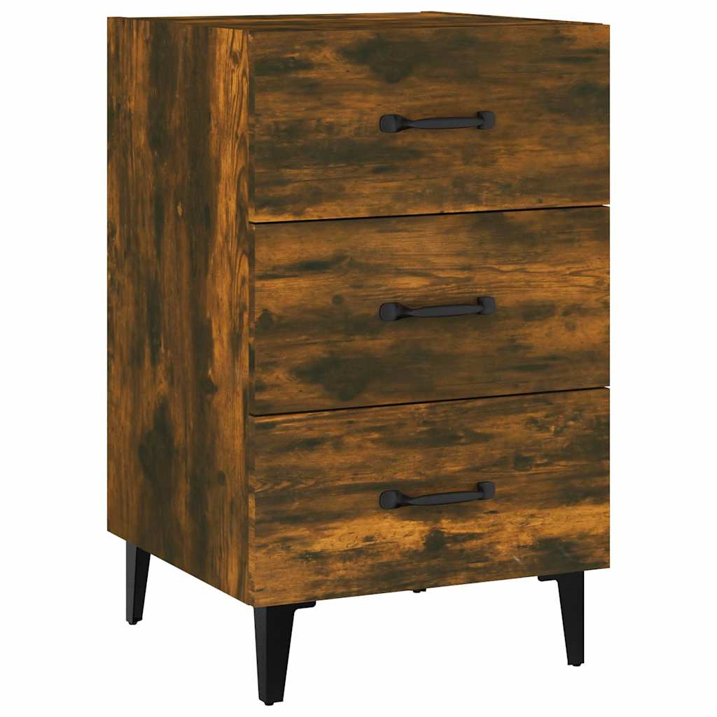 sengebord 40x40x66 cm konstrueret træ røget egetræsfarve