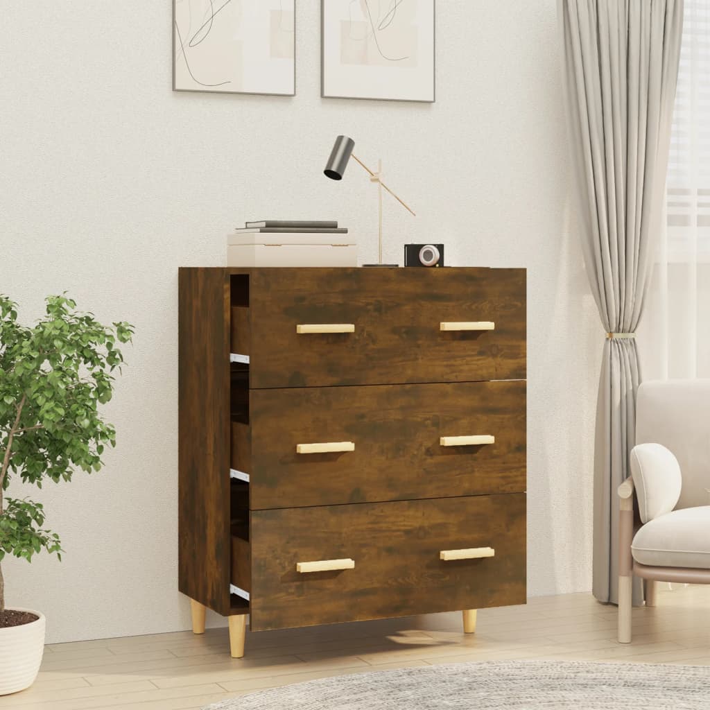 skænk 70x34x90 cm konstrueret træ røget egetræsfarve