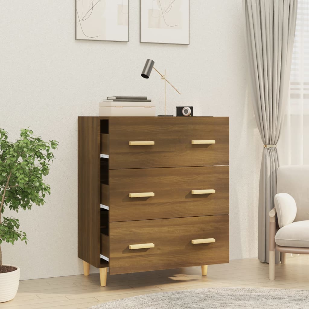 skænk 70x34x90 cm konstrueret træ brun egetræsfarve