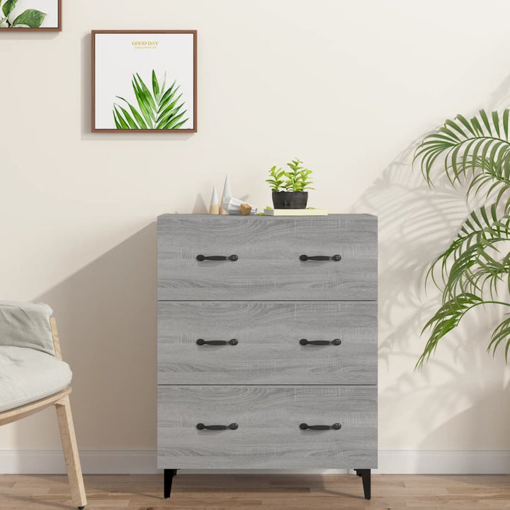 skænk 69,5x34x90 cm konstrueret træ grå sonoma-eg