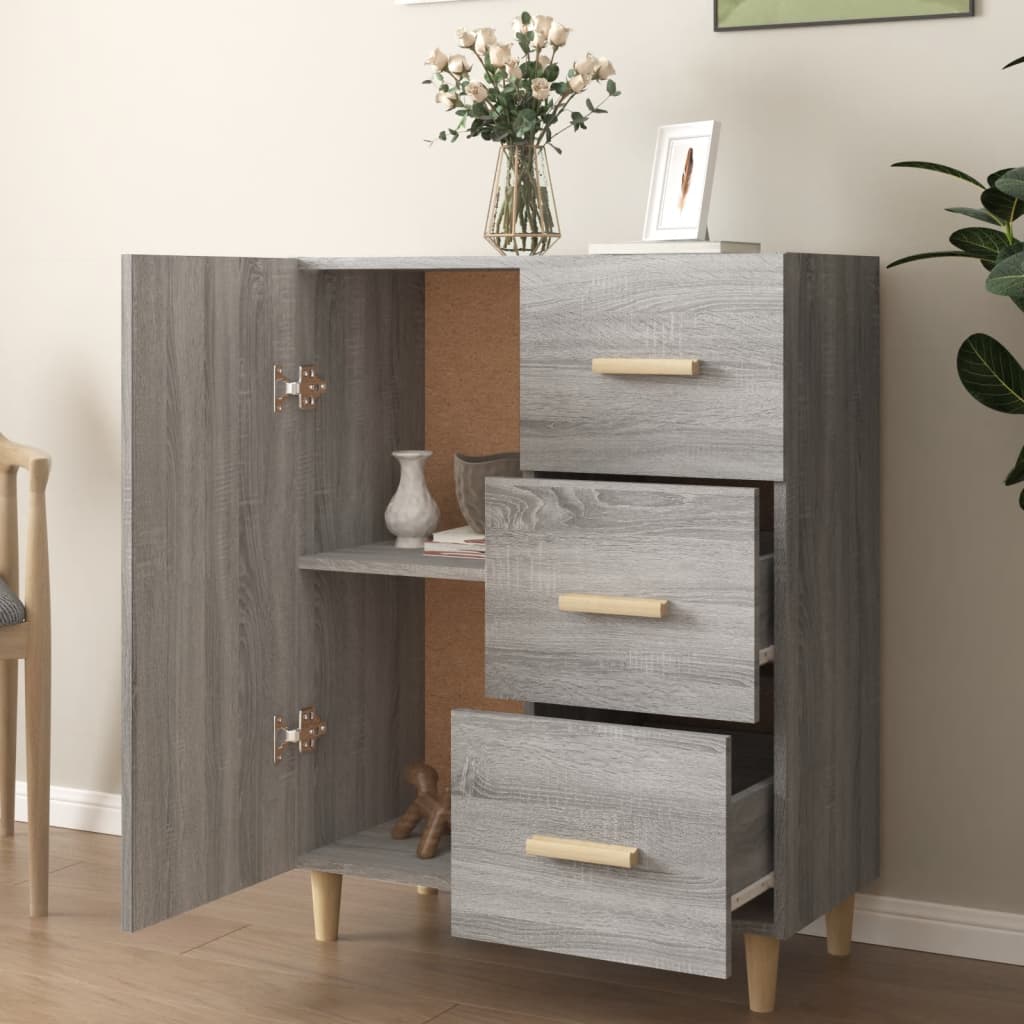 skænk 69,5x34x90 cm konstrueret træ grå sonoma-eg