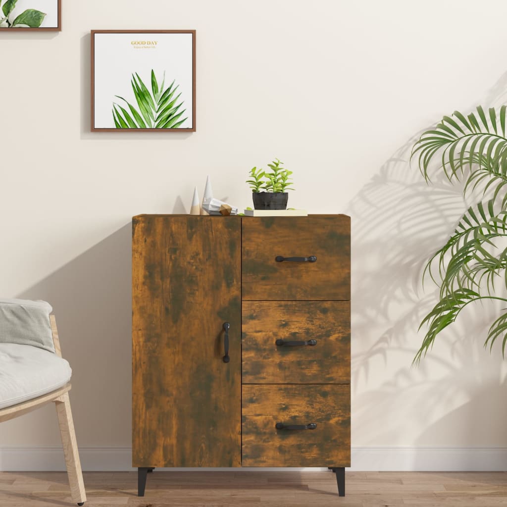 skænk 69,5x34x90 cm konstrueret træ røget egetræsfarve