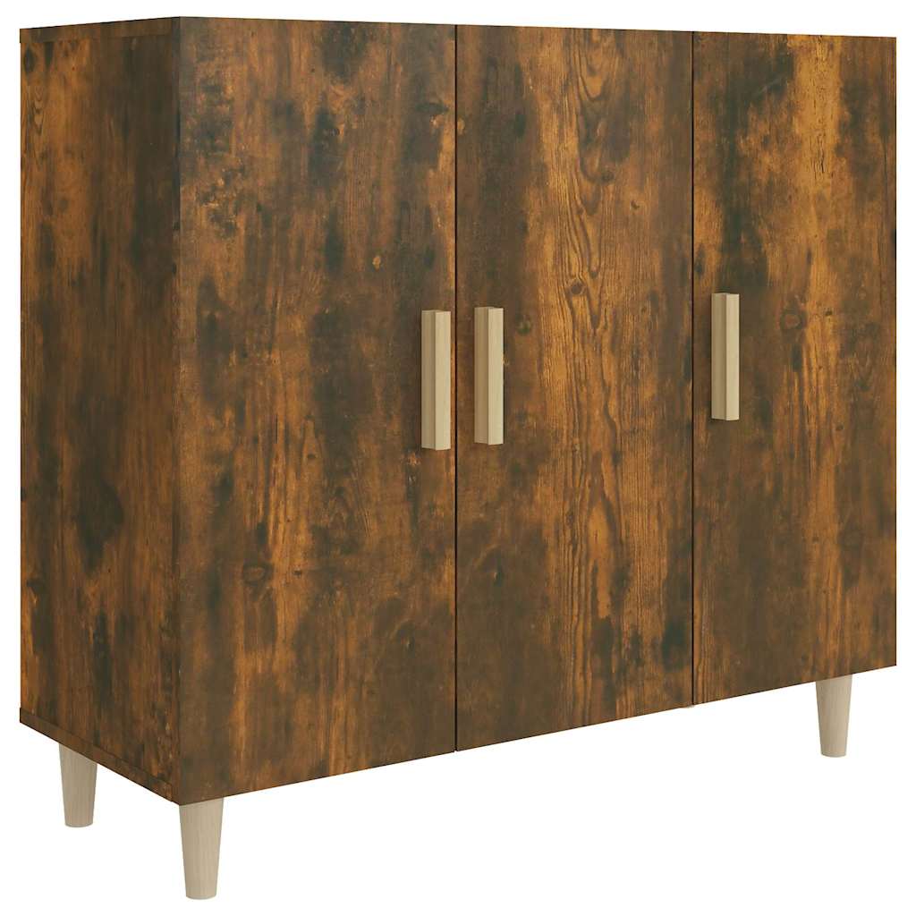 skab 90x34x80 cm konstrueret træ røget egetræsfarve
