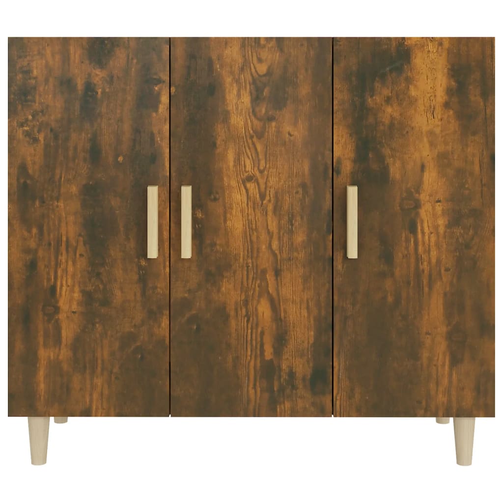 skab 90x34x80 cm konstrueret træ røget egetræsfarve
