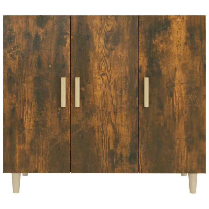 skab 90x34x80 cm konstrueret træ røget egetræsfarve