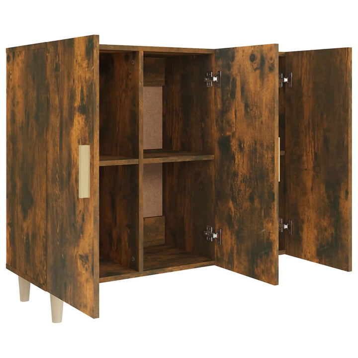 skab 90x34x80 cm konstrueret træ røget egetræsfarve