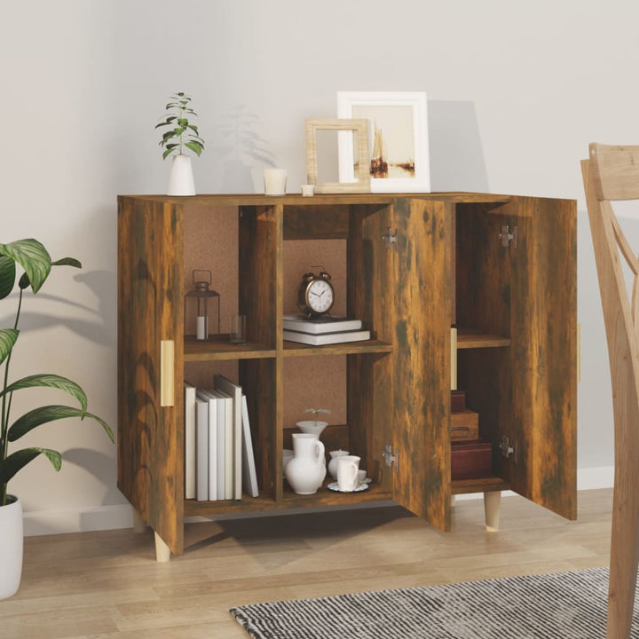 skab 90x34x80 cm konstrueret træ røget egetræsfarve