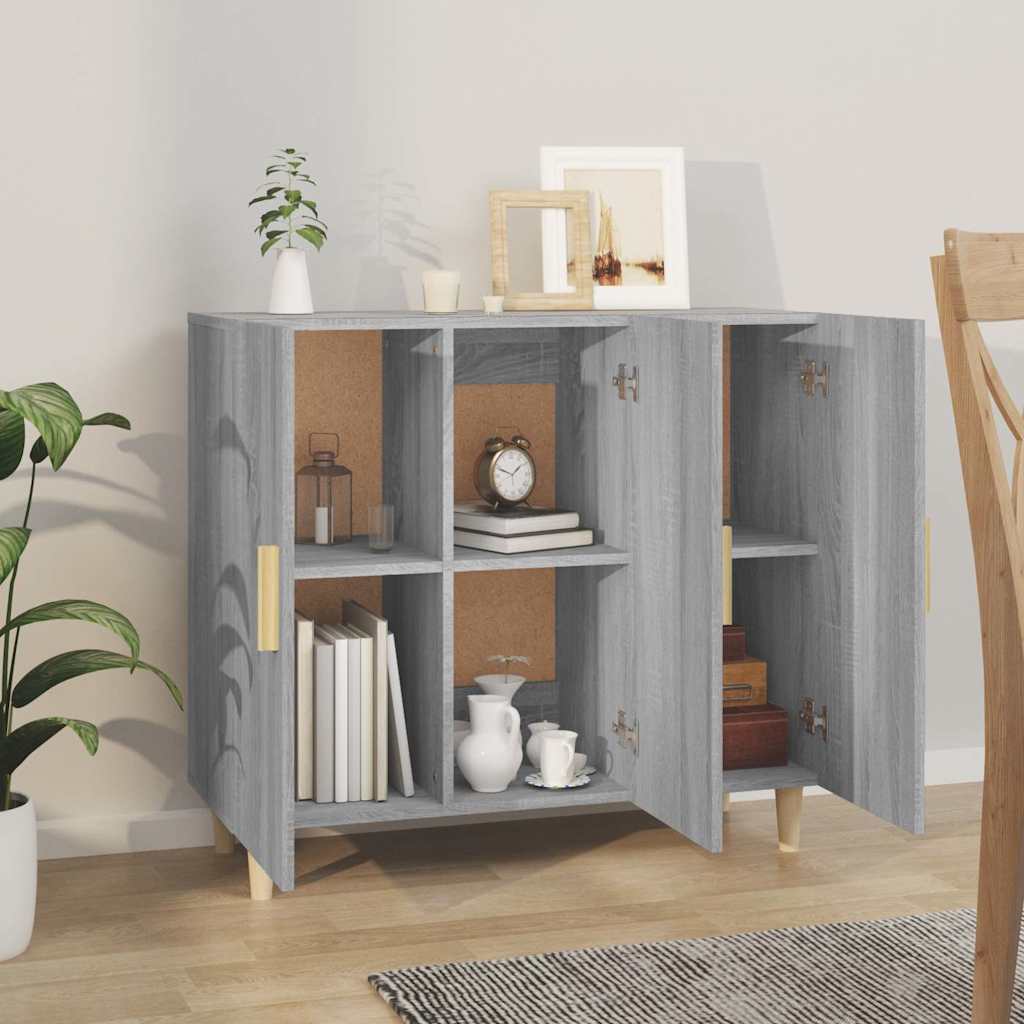 skab 90x34x80 cm konstrueret træ grå sonoma-eg