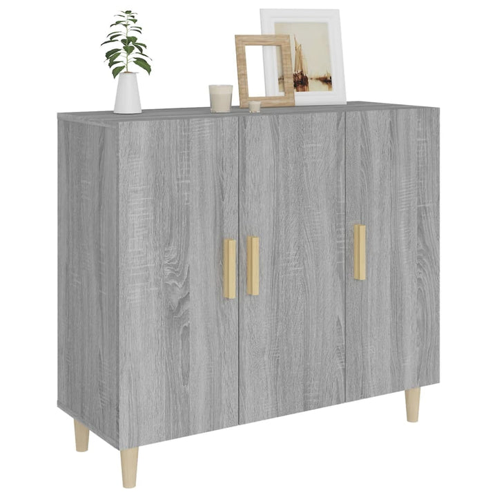 skab 90x34x80 cm konstrueret træ grå sonoma-eg