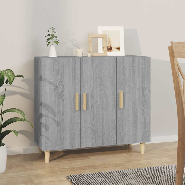 skab 90x34x80 cm konstrueret træ grå sonoma-eg
