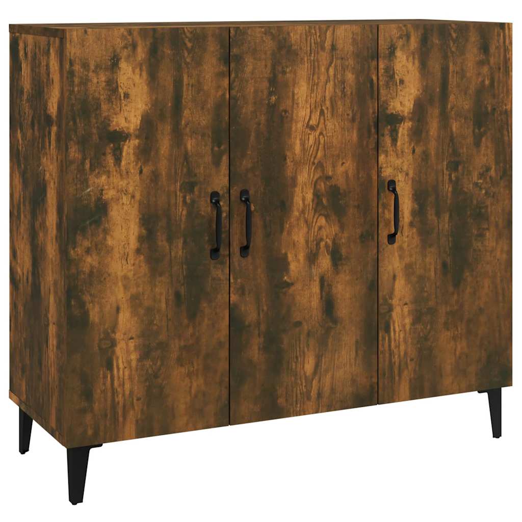 skab 90x34x80 cm konstrueret træ røget egetræsfarve