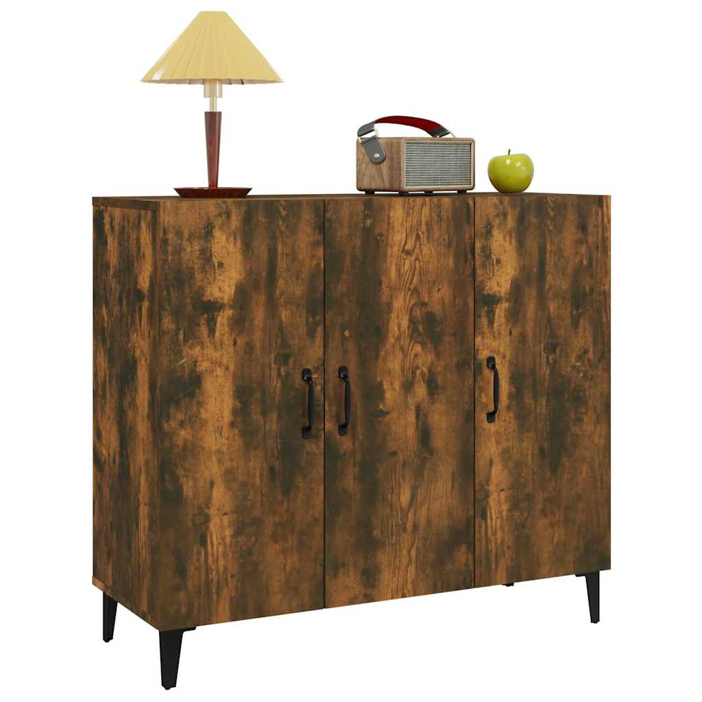 skab 90x34x80 cm konstrueret træ røget egetræsfarve
