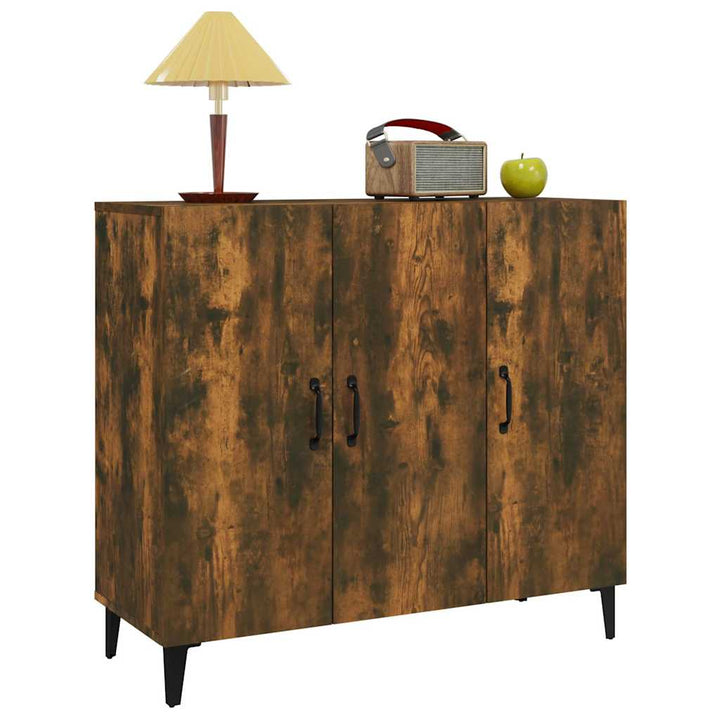 skab 90x34x80 cm konstrueret træ røget egetræsfarve