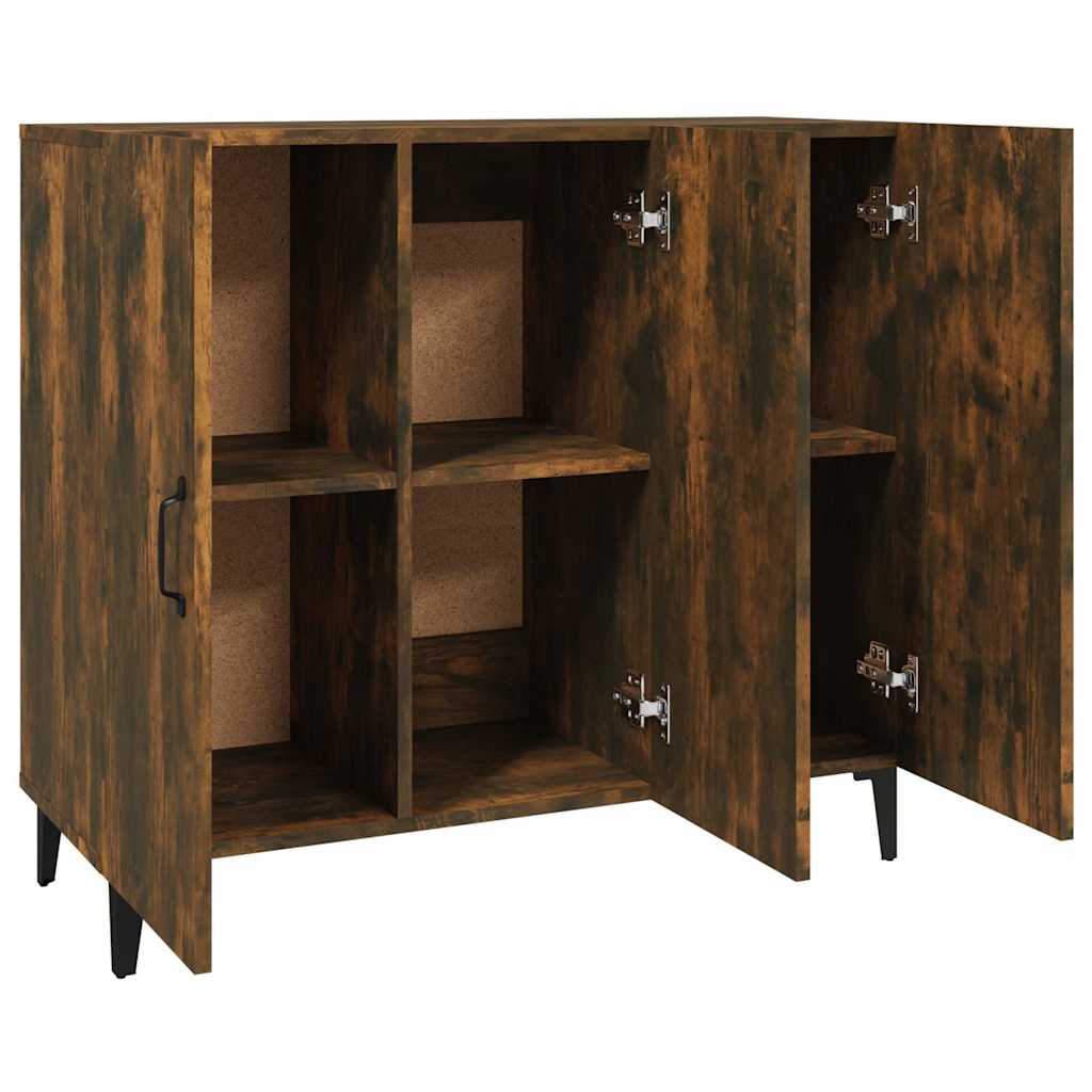 skab 90x34x80 cm konstrueret træ røget egetræsfarve