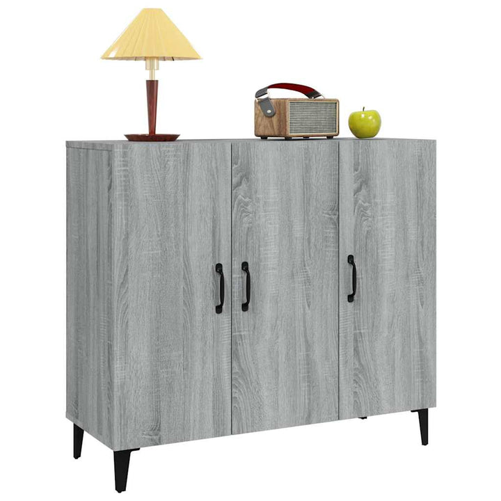 skab 90x34x80 cm konstrueret træ grå sonoma-eg
