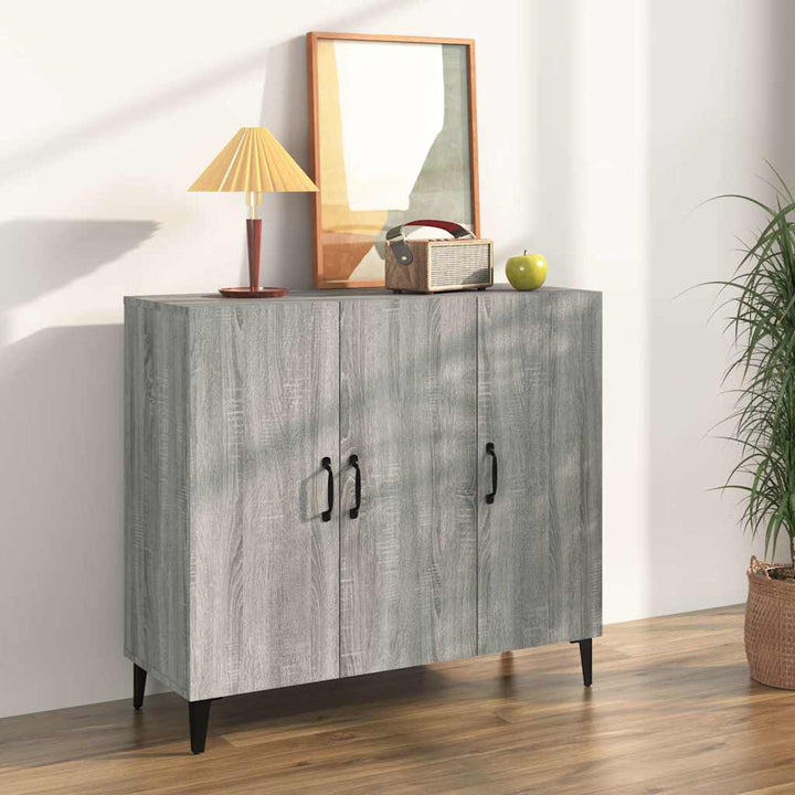 skab 90x34x80 cm konstrueret træ grå sonoma-eg