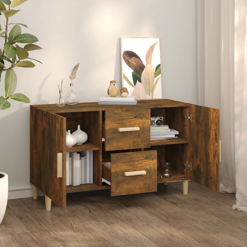 skænk 100x36x60 cm konstrueret træ røget egetræsfarve