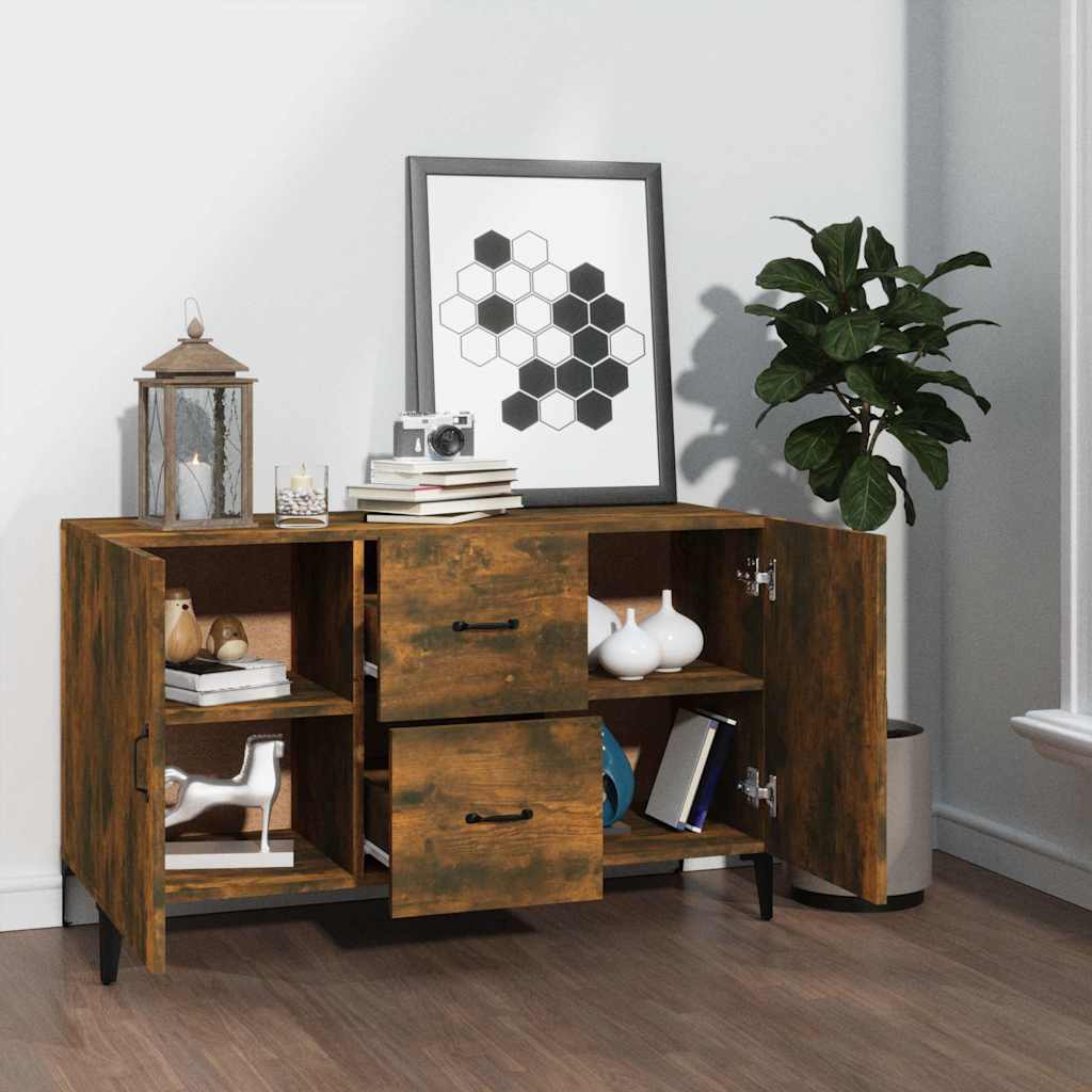 skænk 100x36x60 cm konstrueret træ røget egetræsfarve