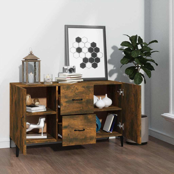 skænk 100x36x60 cm konstrueret træ røget egetræsfarve