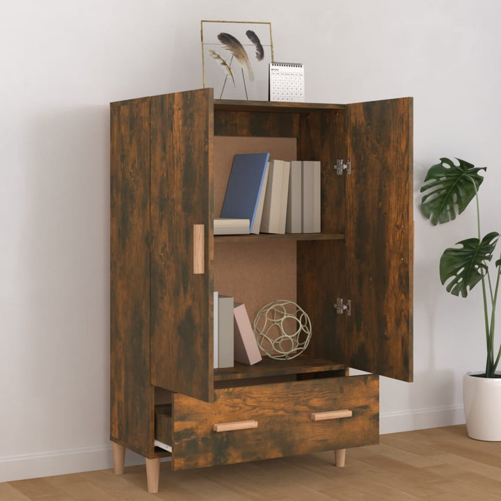 skab 70x31x115 cm konstrueret træ røget egetræsfarve